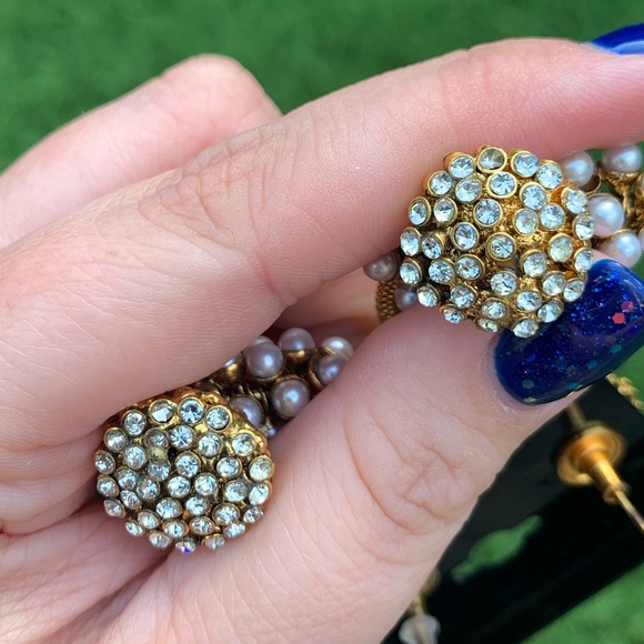 NWT Funky Pearl & Rhinestone Statement Earrings - Picture 5 of 9